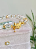 Niche Clear Quartz Sterling Silver Bracelet - Fox Gold-Tone Chinese Design, Lucky Statement Jewelry for Women