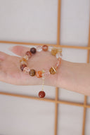 Niche Multi-Crystal Sterling Silver Bracelet - Beaded Gold-Tone Boho-Chic Design, Statement Jewelry for Women