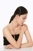 Niche Multi-Layer Pearl Sterling Silver Bracelet - Zircon-Accented Vintage Design, Statement Jewelry for Women