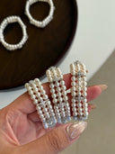 Niche Multi-Layer Pearl Sterling Silver Bracelet - Zircon-Accented Vintage Design, Statement Jewelry for Women