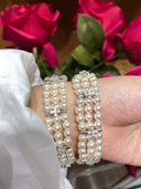 Niche Multi-Layer Pearl Sterling Silver Bracelet - Zircon-Accented Vintage Design, Statement Jewelry for Women