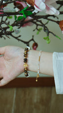 Niche Agarwood Clear Quartz Sterling Silver Bracelet - Gold-Tone Chinese Design, Lucky Statement Jewelry for Women