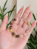 Niche Agarwood Clear Quartz Sterling Silver Bracelet - Gold-Tone Chinese Design, Lucky Statement Jewelry for Women