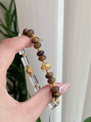 Niche Agarwood Clear Quartz Sterling Silver Bracelet - Gold-Tone Chinese Design, Lucky Statement Jewelry for Women