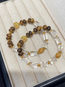 Niche Agarwood Clear Quartz Sterling Silver Bracelet - Gold-Tone Chinese Design, Lucky Statement Jewelry for Women