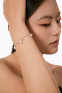Niche Pearl Charm Sterling Silver Bracelet - Gold-Tone Elegant Design, Statement Jewelry for Women