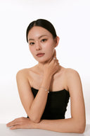 Niche Pearl Charm Sterling Silver Bracelet - Gold-Tone Elegant Design, Statement Jewelry for Women