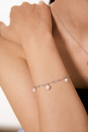 Niche Pearl Charm Sterling Silver Bracelet - Gold-Tone Elegant Design, Statement Jewelry for Women