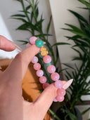 Niche Rhodochrosite Gourd Sterling Silver Bracelet - Gold-Tone Chinese Design, Lucky Statement Jewelry for Women