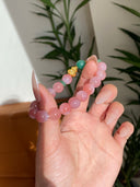 Niche Rhodochrosite Gourd Sterling Silver Bracelet - Gold-Tone Chinese Design, Lucky Statement Jewelry for Women