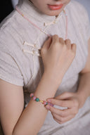 Niche Rhodochrosite Gourd Sterling Silver Bracelet - Gold-Tone Chinese Design, Lucky Statement Jewelry for Women