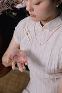 Niche Rhodochrosite Gourd Sterling Silver Bracelet - Gold-Tone Chinese Design, Lucky Statement Jewelry for Women