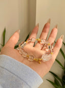 Niche Clear Quartz Pixiu Sterling Silver Bracelet - Gold-Tone Chinese Design, Lucky Statement Jewelry for Women