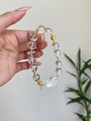 Niche Clear Quartz Pixiu Sterling Silver Bracelet - Gold-Tone Chinese Design, Lucky Statement Jewelry for Women