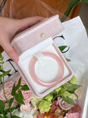 Niche Rose Quartz Sterling Silver Bangle - Minimalist Romantic Design, Lucky Statement Jewelry for Women