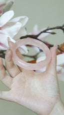 Niche Rose Quartz Sterling Silver Bangle - Minimalist Romantic Design, Lucky Statement Jewelry for Women