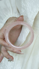 Niche Rose Quartz Sterling Silver Bangle - Minimalist Romantic Design, Lucky Statement Jewelry for Women