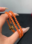 Niche Carnelian Agarwood Sterling Silver Bracelet Set - Gold-Tone Chinese Design, Lucky Statement Jewelry for Women