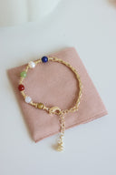 Niche Multi-Stone Bamboo Sterling Silver Bracelet - Gold-Tone Chinese Design, Lucky Statement Jewelry for Women