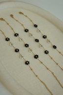 Niche Floral Charm Sterling Silver Bracelet - Gold-Tone Minimalist Elegant Design, Statement Jewelry for Women