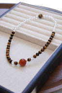 Niche Tiger Eye Carnelian Sterling Silver Bracelet Set - Gold-Tone Boho-Chic Design, Lucky Statement Jewelry for Women