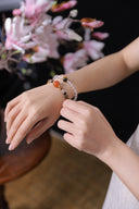 Niche Tiger Eye Carnelian Sterling Silver Bracelet Set - Gold-Tone Boho-Chic Design, Lucky Statement Jewelry for Women