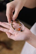 Niche Tiger Eye Carnelian Sterling Silver Bracelet Set - Gold-Tone Boho-Chic Design, Lucky Statement Jewelry for Women