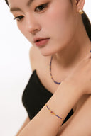 Niche Lapis Lazuli Tourmaline Sterling Silver Necklace - Gold-Tone Elegant Design, Statement Jewelry for Women