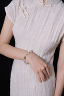 Niche Multi-Moonstone Charm Sterling Silver Bracelet - Gold-Tone Boho-Chic Elegant Design, Statement Jewelry for Women