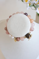 Niche Multi-Moonstone Charm Sterling Silver Bracelet - Gold-Tone Boho-Chic Elegant Design, Statement Jewelry for Women