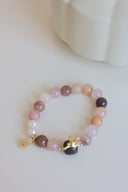 Niche Multi-Moonstone Charm Sterling Silver Bracelet - Gold-Tone Boho-Chic Elegant Design, Statement Jewelry for Women