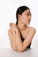 Niche Two-Tone Charm Sterling Silver Bracelet - Minimalist Elegant Design, Statement Jewelry for Women