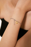 Niche Two-Tone Charm Sterling Silver Bracelet - Minimalist Elegant Design, Statement Jewelry for Women