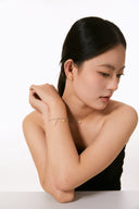 Niche Two-Tone Charm Sterling Silver Bracelet - Minimalist Elegant Design, Statement Jewelry for Women