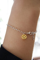 Niche Two-Tone Charm Sterling Silver Bracelet - Minimalist Elegant Design, Statement Jewelry for Women