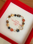 Niche Multi-Stone Cultural Charm Sterling Silver Bracelet - Gold-Tone Boho-Chic Design, Lucky Statement Jewelry for Women