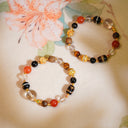 Niche Multi-Stone Cultural Charm Sterling Silver Bracelet - Gold-Tone Boho-Chic Design, Lucky Statement Jewelry for Women