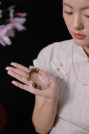 Niche Rose Quartz Agarwood Sterling Silver Bracelet - Gold-Tone Chinese Design, Romantic Lucky Statement Jewelry for Women