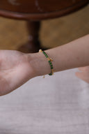 Niche Agarwood Jade Sterling Silver Bracelet Set - Gold-Tone Chinese Design, Lucky Statement Jewelry for Women