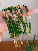 Niche Agarwood Jade Sterling Silver Bracelet Set - Gold-Tone Chinese Design, Lucky Statement Jewelry for Women